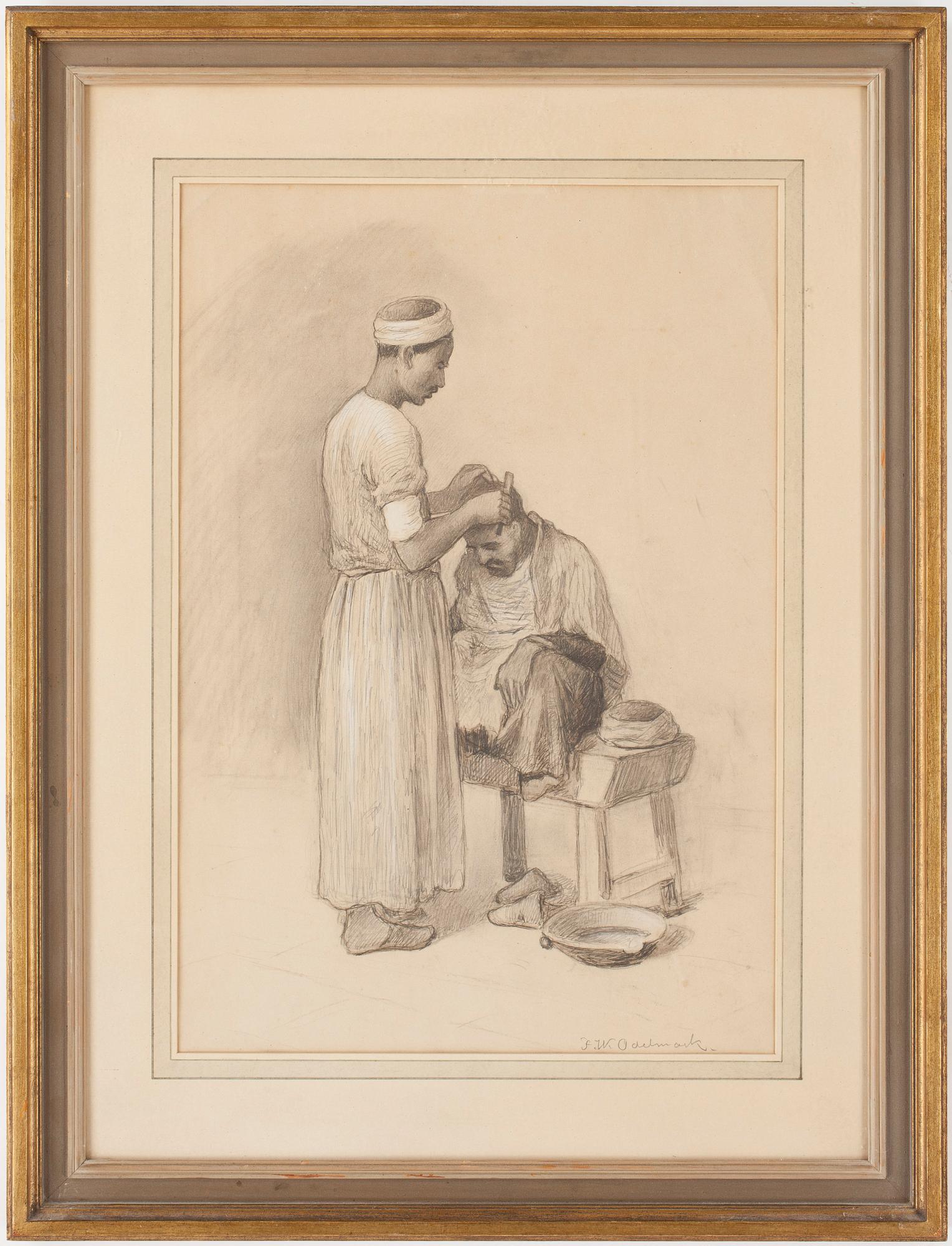 FRANS WILHELM ODELMARK, blyerts och täckvitt, signerad.