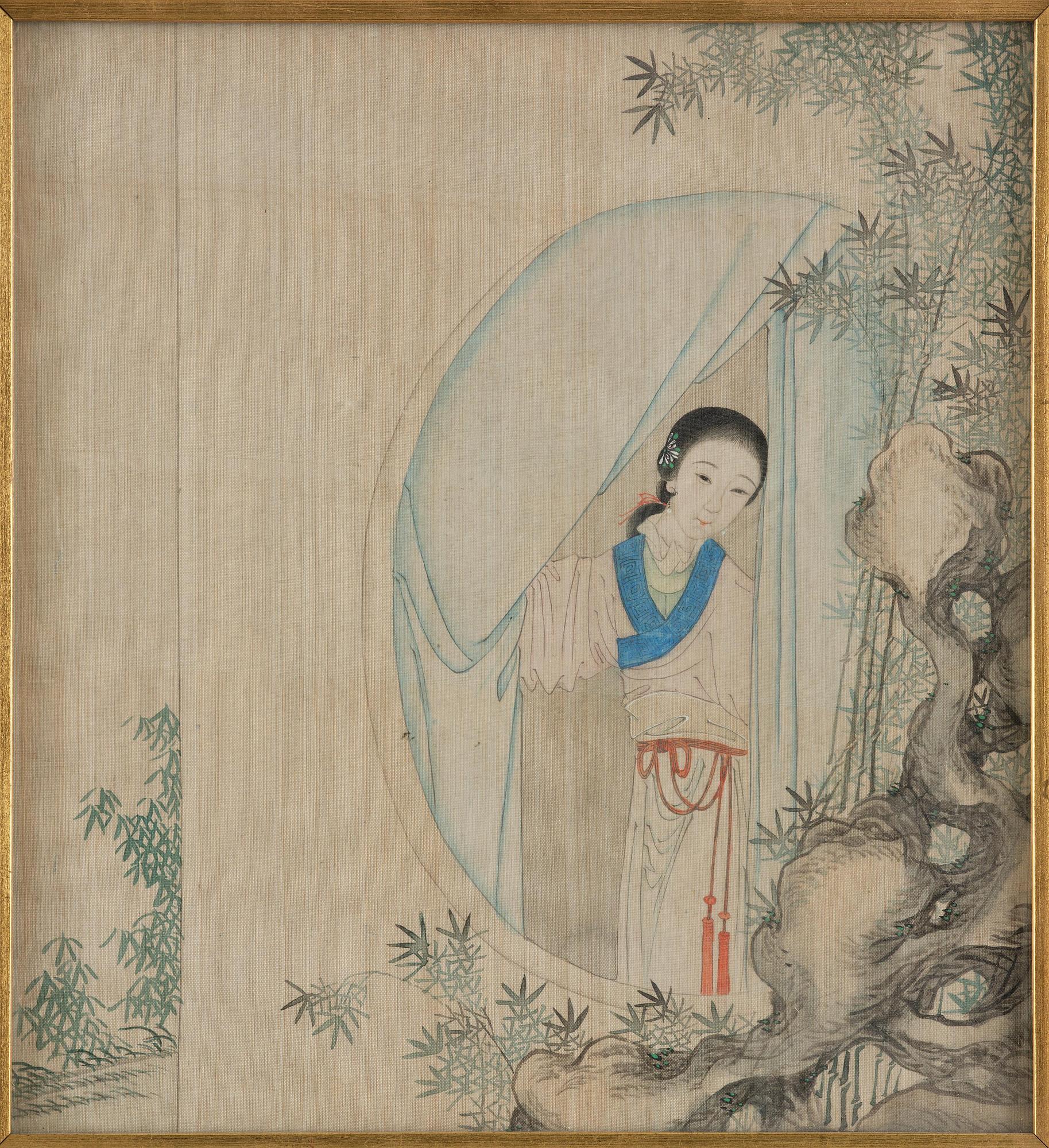 Okänd konstnär, fyra målningar, akvarell och tusch, Qingdynastin, 1800-tal.