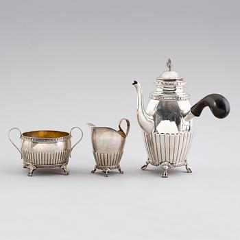 KAFFESERVIS, 3 delar, silver, Stockholm 1916. Vikt ca 949 gram.