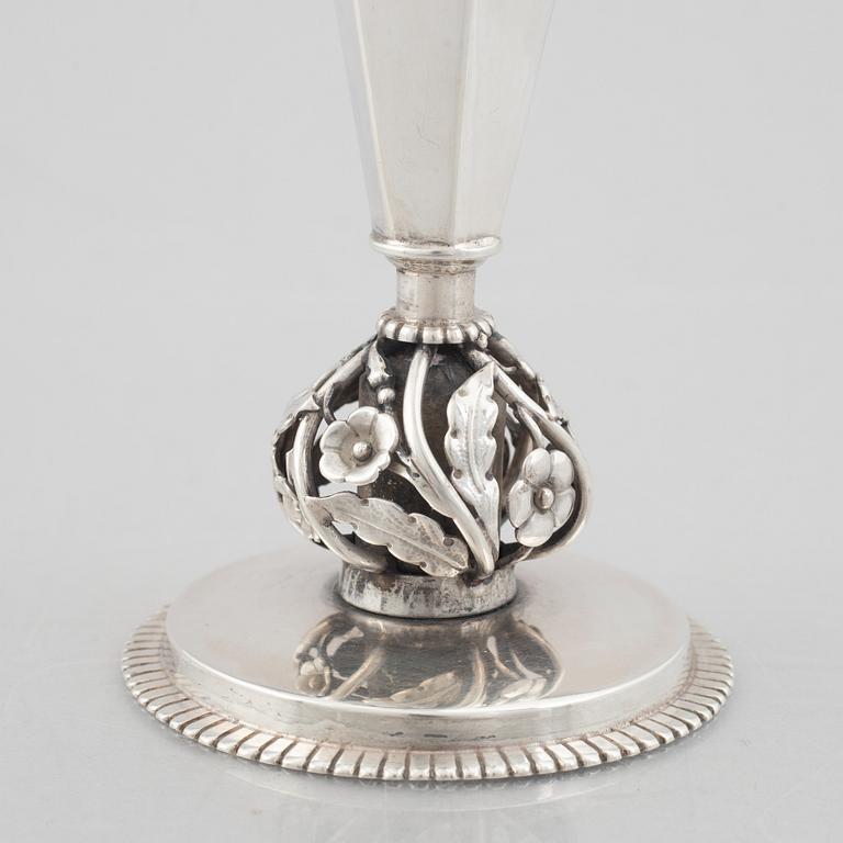A Swedish Silver Vase, mark of Tore Kullander, Silversmén, Borås 1942.