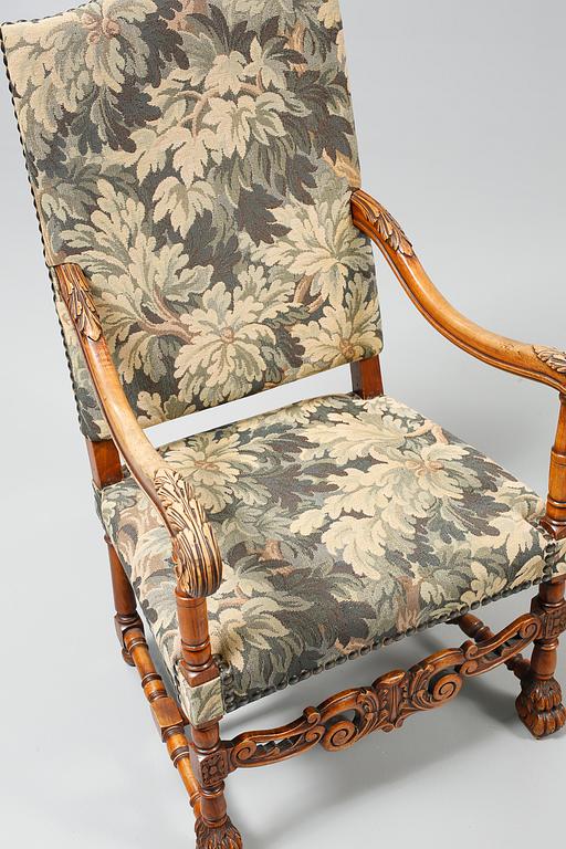 KARMSTOLAR, ett par, barockstil, omkring 1900-talets mitt.