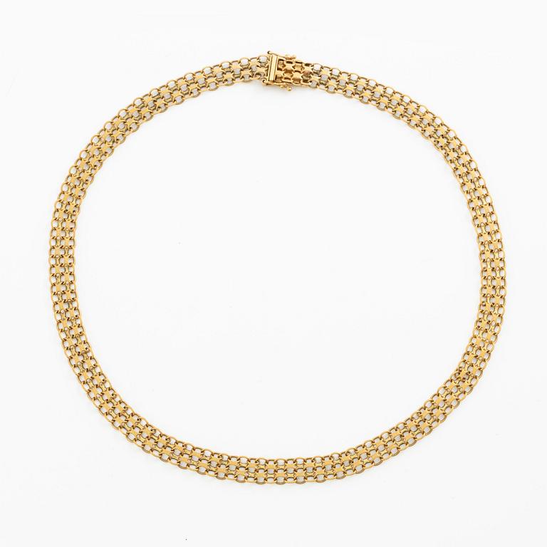 Necklace, 18K gold, x-link.