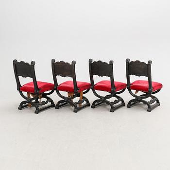 A set of four Renaissance chairs around 1900.