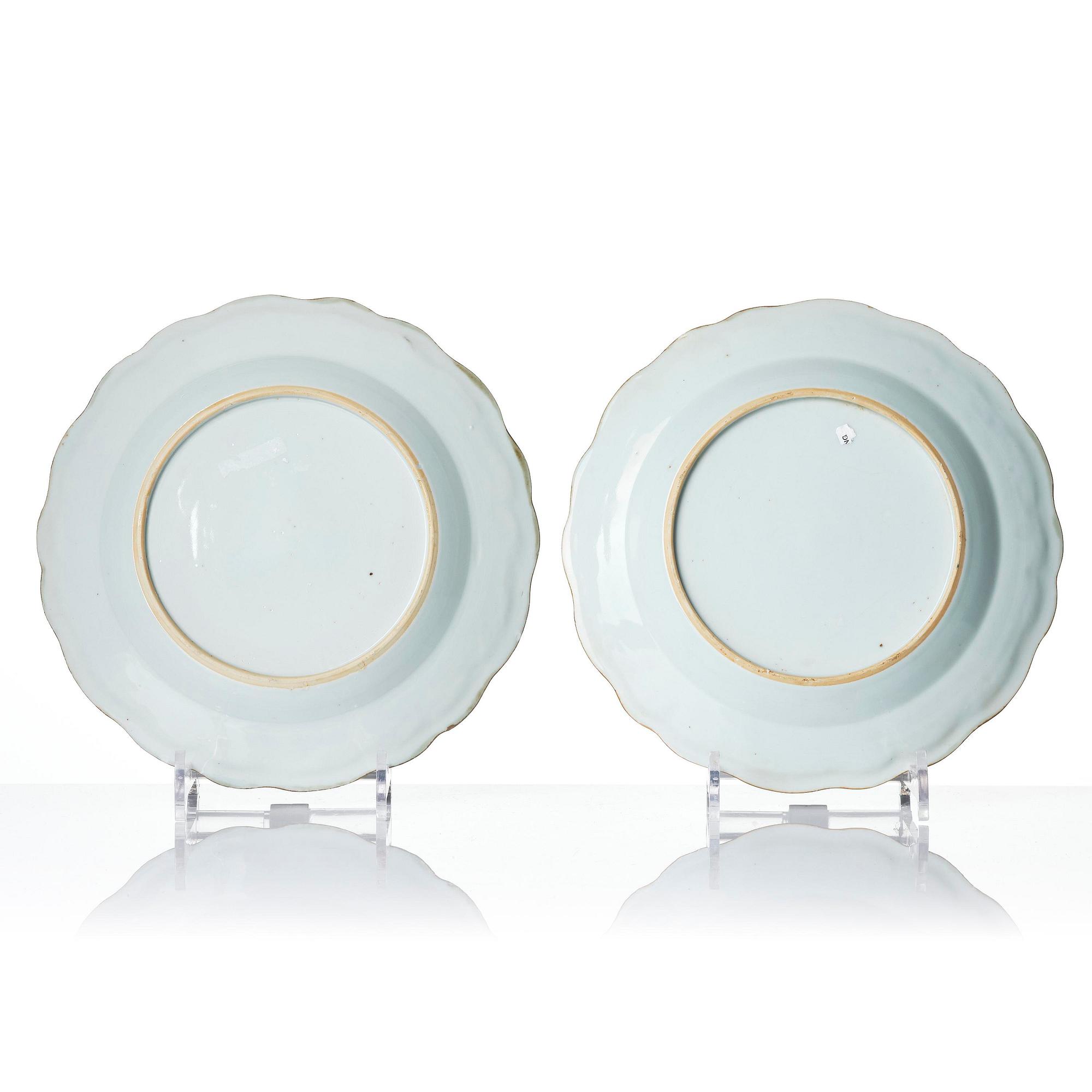 A pair of famille rose armorial dishes, Qing dynasty, Qianlong (1736-95).