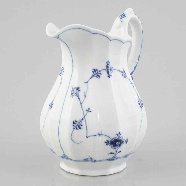 A 'Blue Fluted Plain' / 'Musselmalet rifflet' pitcher, Royal Copenhagen, model 356, post 1923.