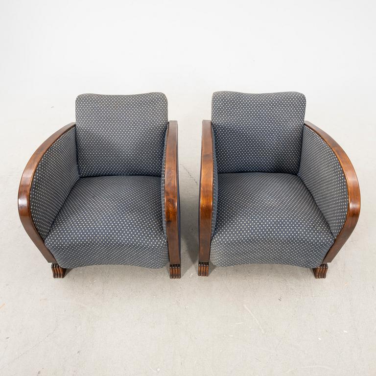 A pair of easy chairs, art deco 1930s.