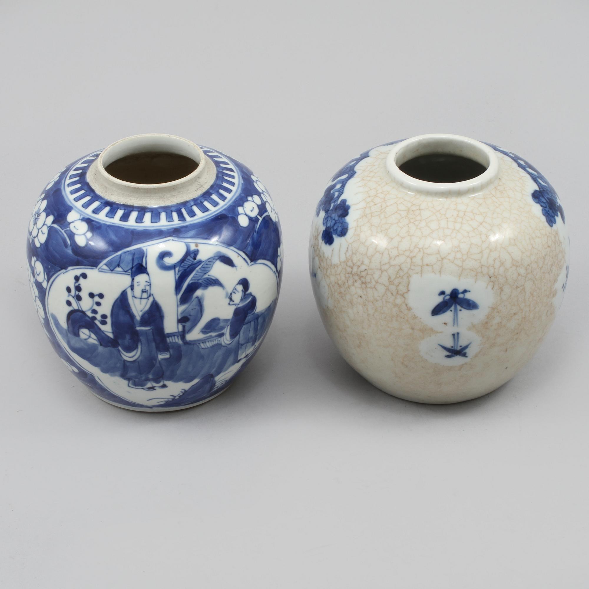 BOJANER, 2 st, porslin, Kina, 1800/1900-tal.