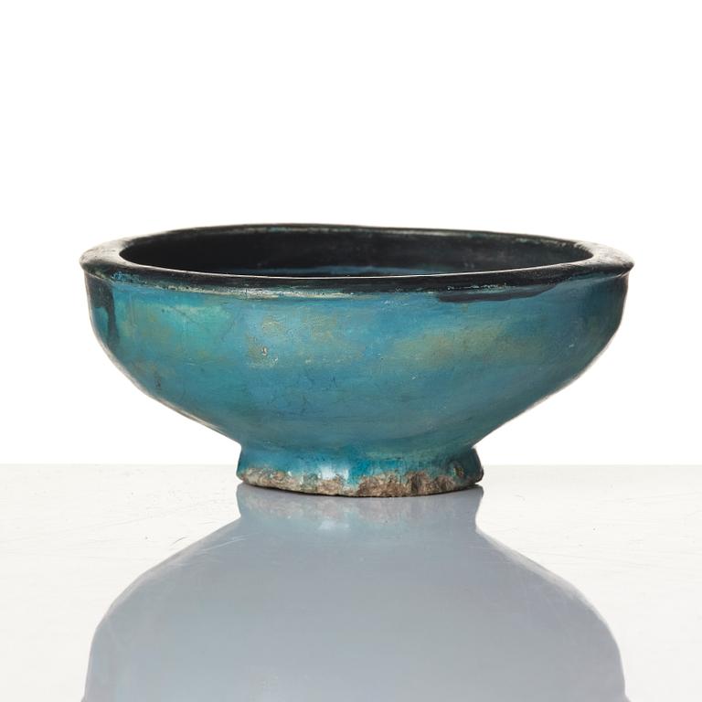 A Kashan, pottery bowl, Persia, 13th century.