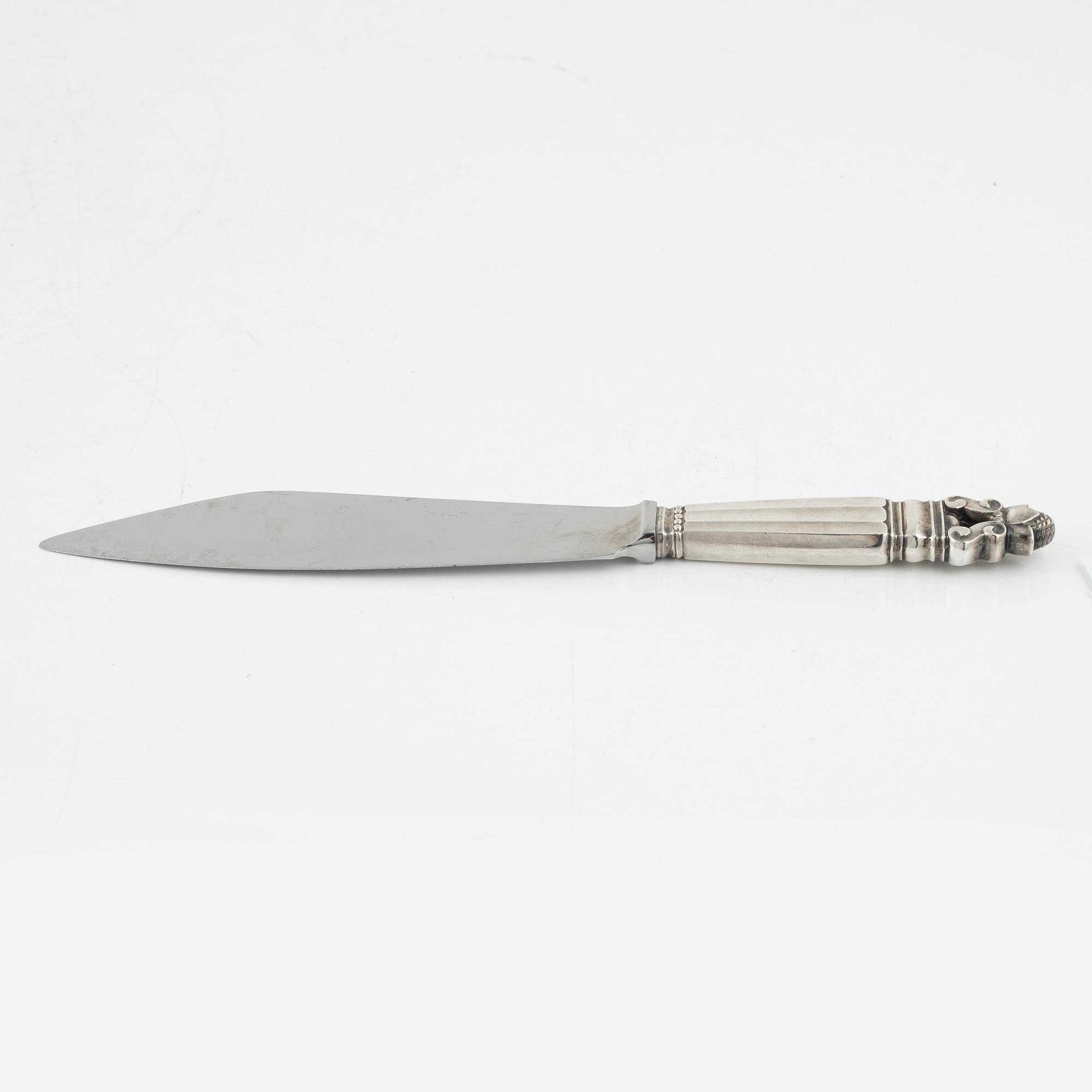 Johan Rohde, tårtkniv, sterlingsilver, "Konge/Acorn", Georg Jensen,