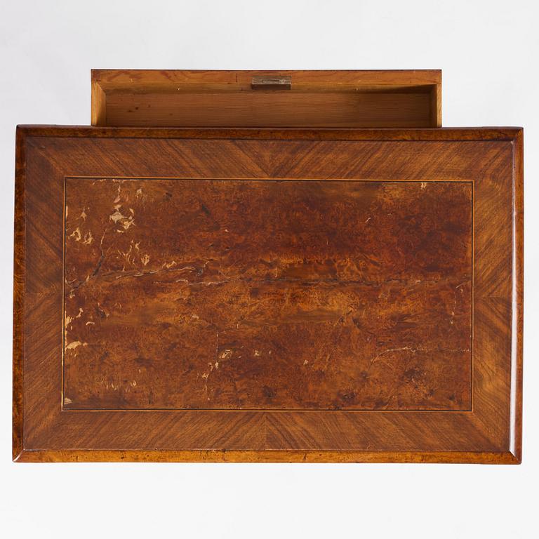 A Swedish late baroque burr-alder table, Stockholm, first part 18th century.