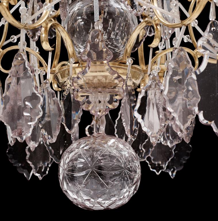 A Swedish Rococo 18th century six-light chandelier.