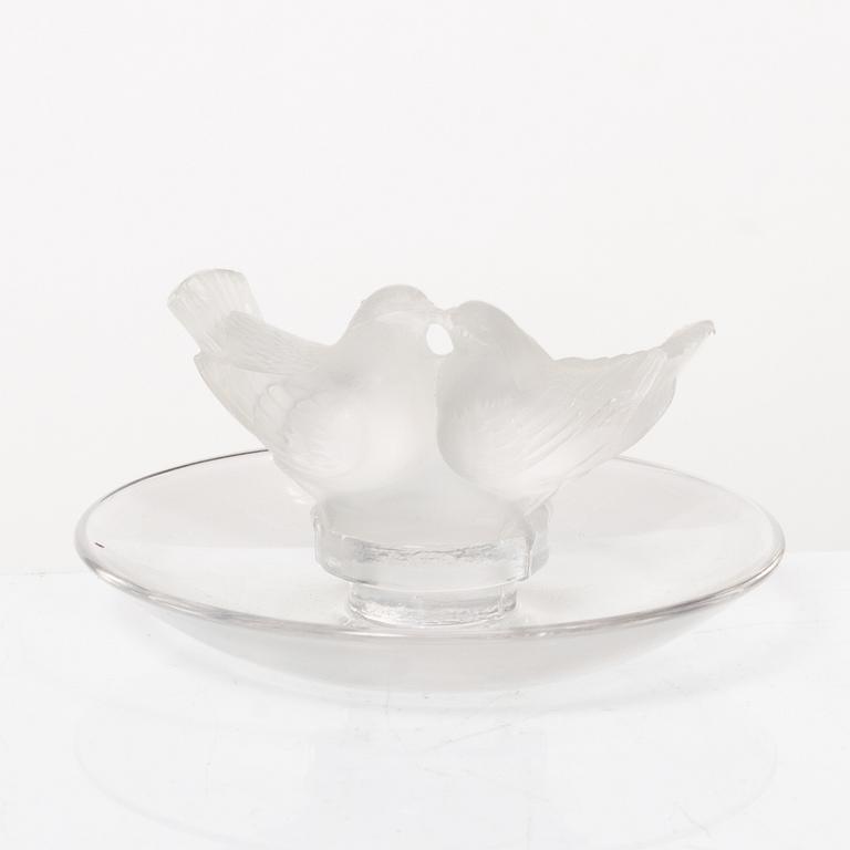 9 glass figurines, Lalique, France.