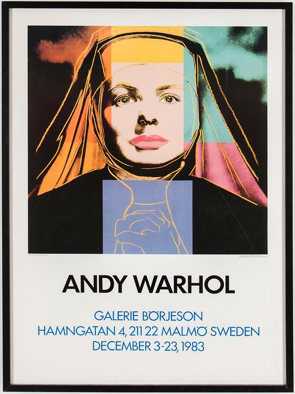 ANDY WARHOL, after, three posters, Galerie Börjeson 1983.