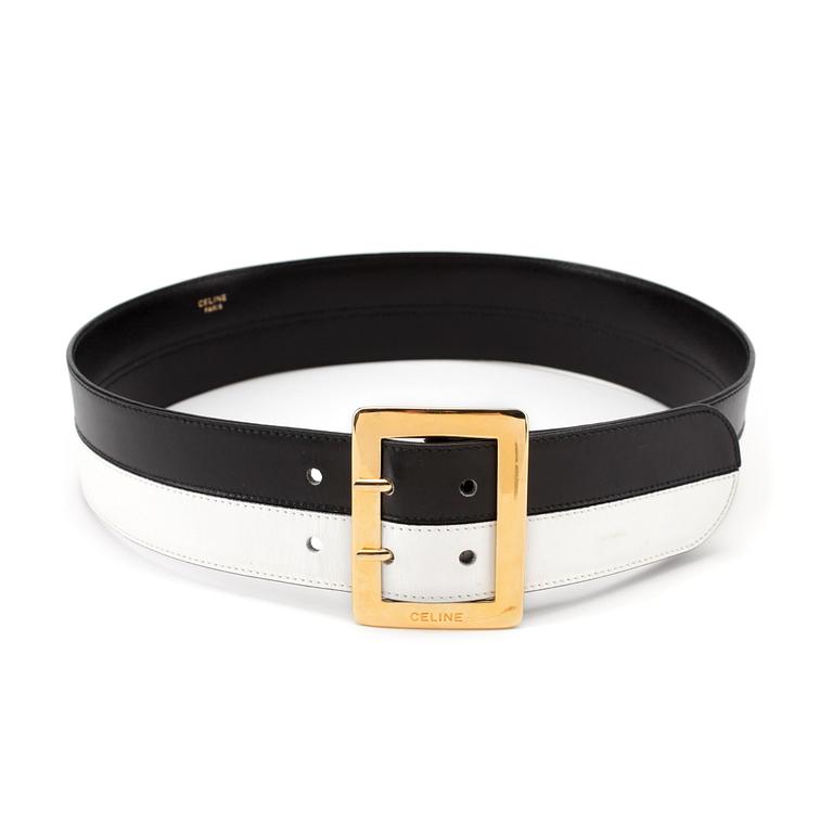CÉLINE, a striped leather belt.
