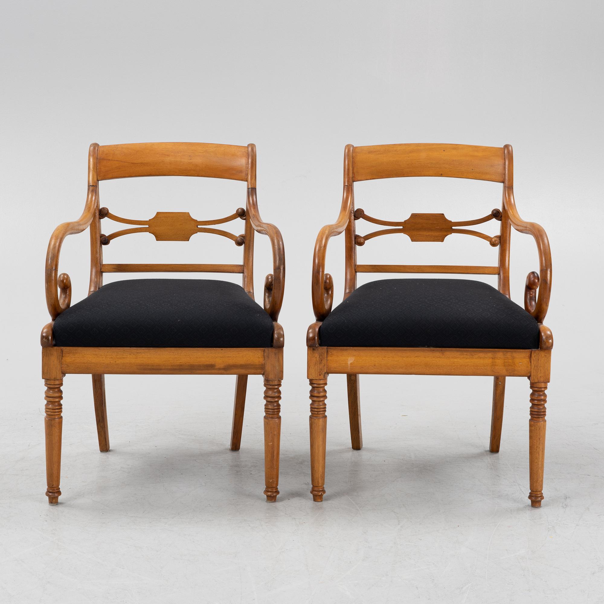 A pair of Empire armchairs, mid 19th century.