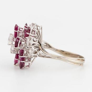 A ruby and brilliant-cut diamond cocktail ring.