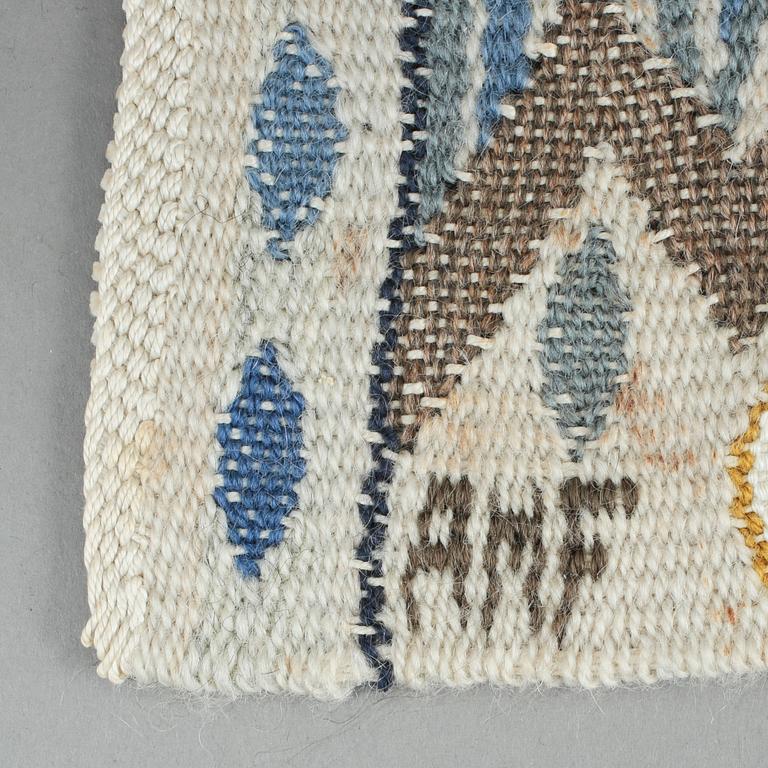 TEXTILE. "Blå crocus". Tapestry variant. 33 x 40 cm. Signed AMF.