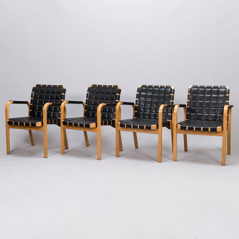 ALVAR AALTO, four late-20th-century '45' armchairs for Artek.