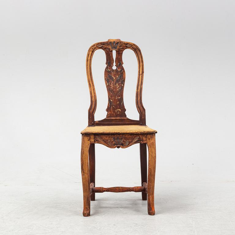 A rococo chair. presumably from Jämtland, second half of the 18th Century.