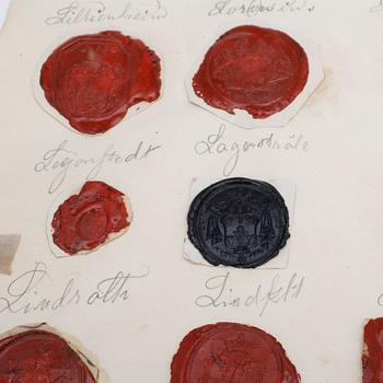 SAMLING ADLIGA, FRIHERRLIGA- OCH GREVLIGA SVENSKA LACKSIGIL, 36 st, 1800-/1900-tal.