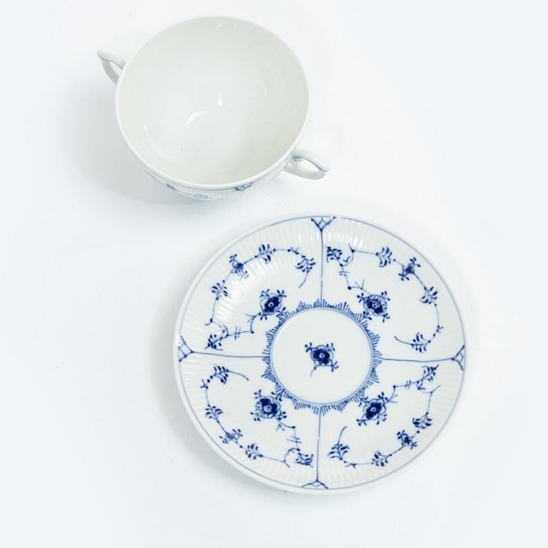 Royal Copenhagen, 14 'Blue Fluted Half Lace' tableware parts, Denmark, 20th century.