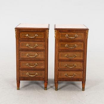 A pair of chests/bedside tables Louis XVI style mid 20th century.