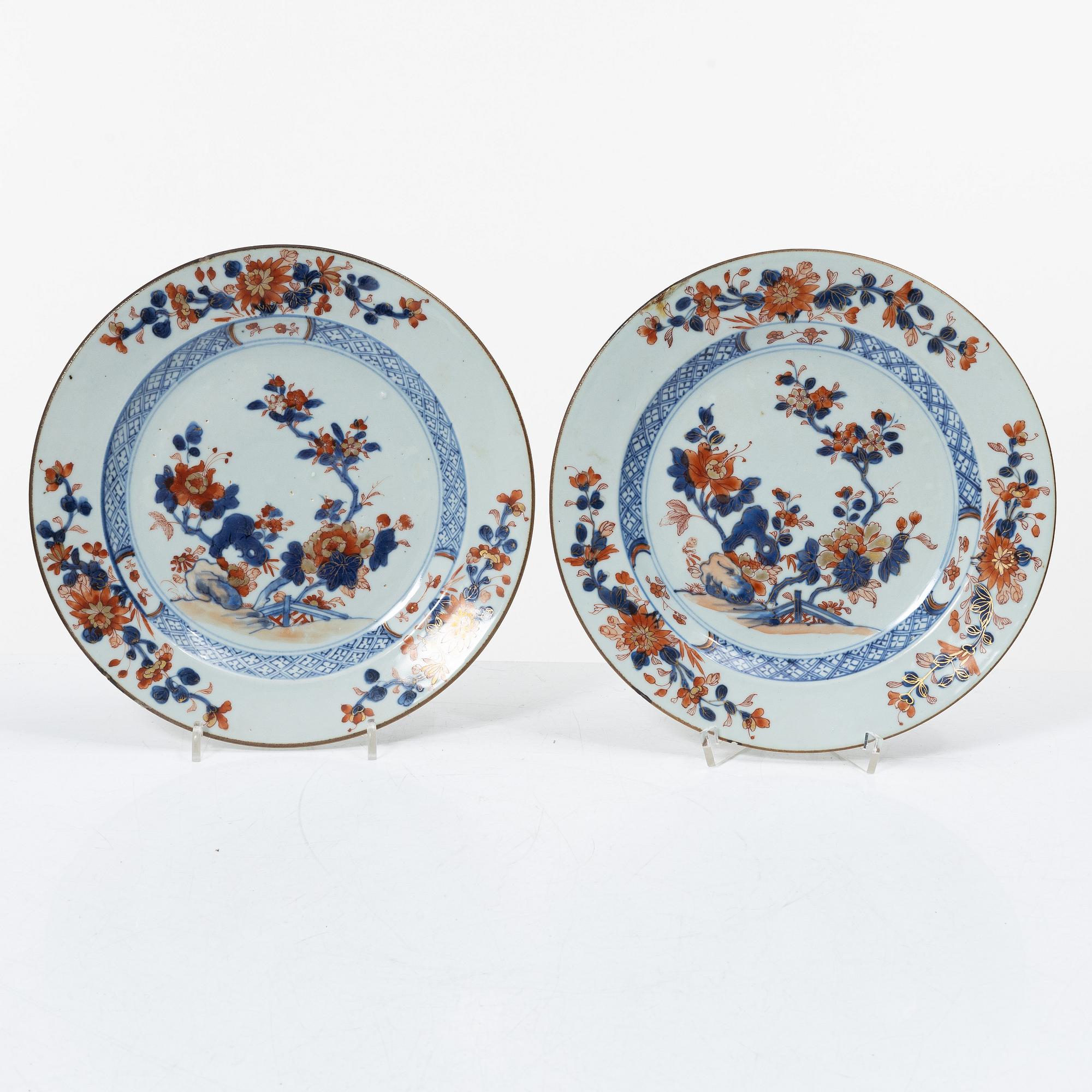Tallrikar, 6 st, porslin, Kina, Qingdynasti, 1700-tal.