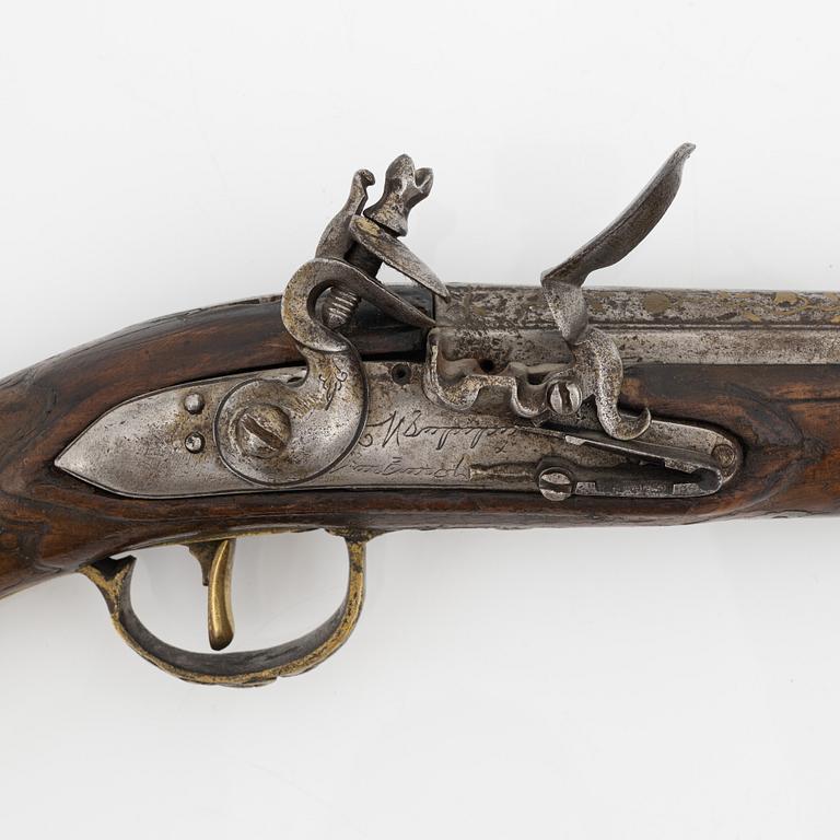 Pistoltrombon med flintlås, 1800-tal.