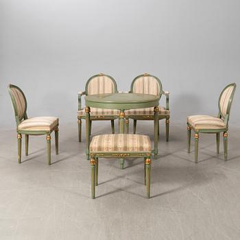 Salon group, 7 dlrs Gustavian style, first half of the 20th century.