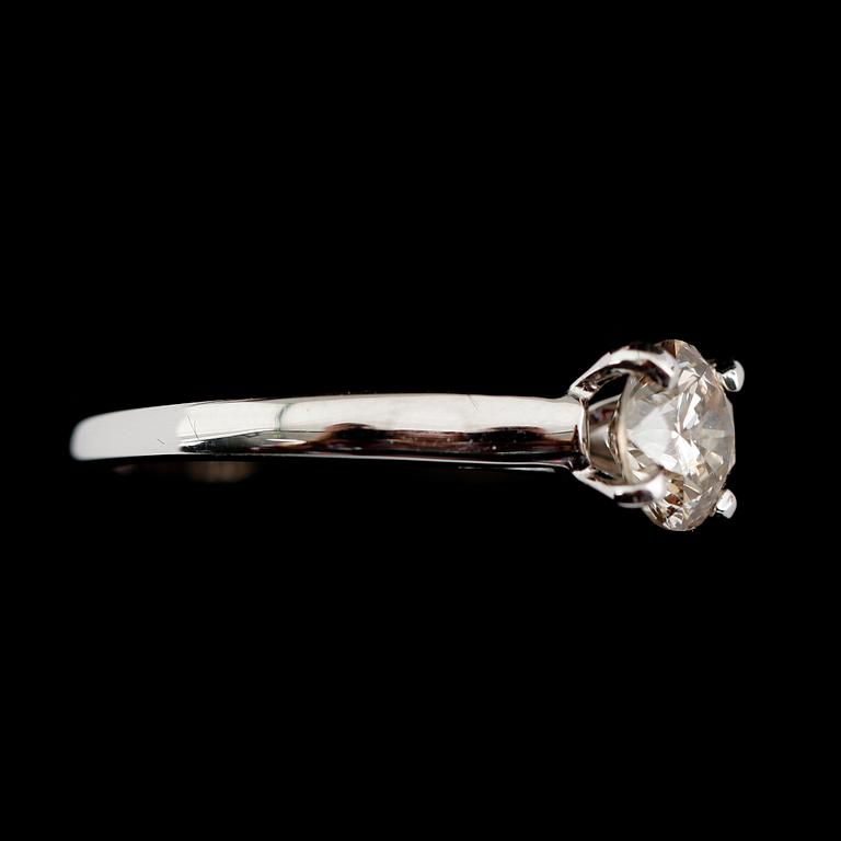 RING, 14 k vitguld, briljantslipad diamant 1.13 ct. Vikt ca 3 g.