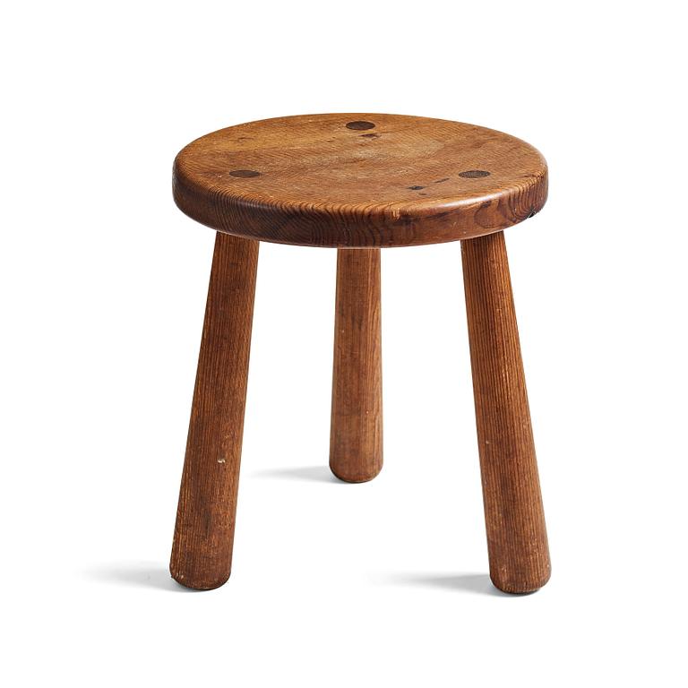 Axel Einar Hjorth, an "Utö" stained pine stool, Nordiska Kompaniet, Sweden 1930's.