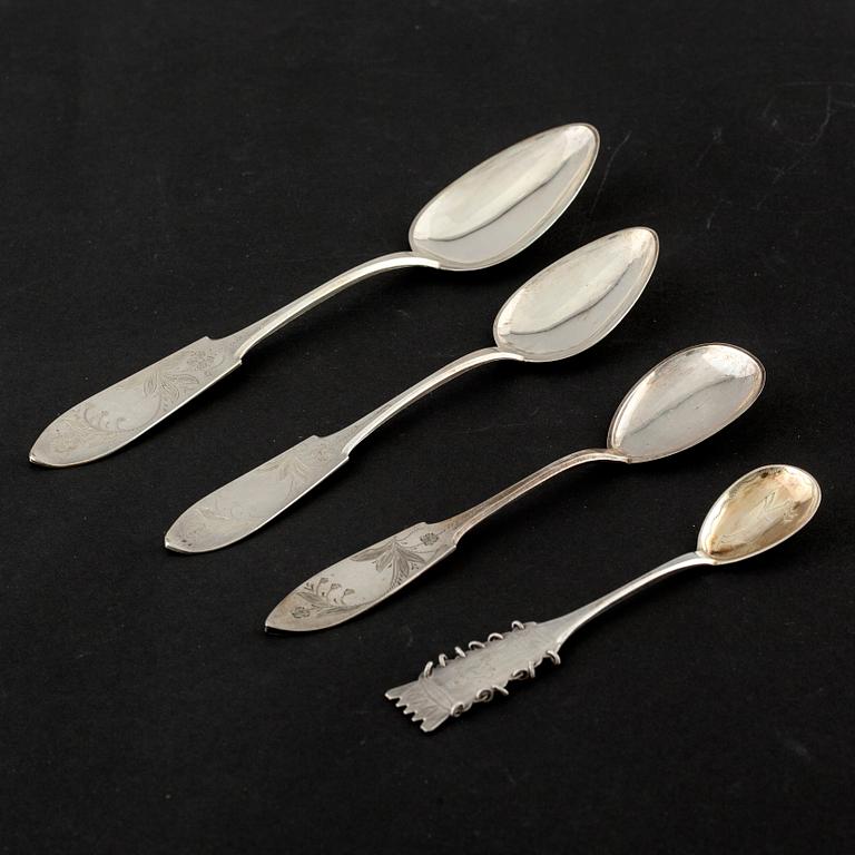 Seventeen silver spoons, mostly model "Tornedal", Oskar Strömbergs efterträdare, Haparanda, around the mid 20th century.