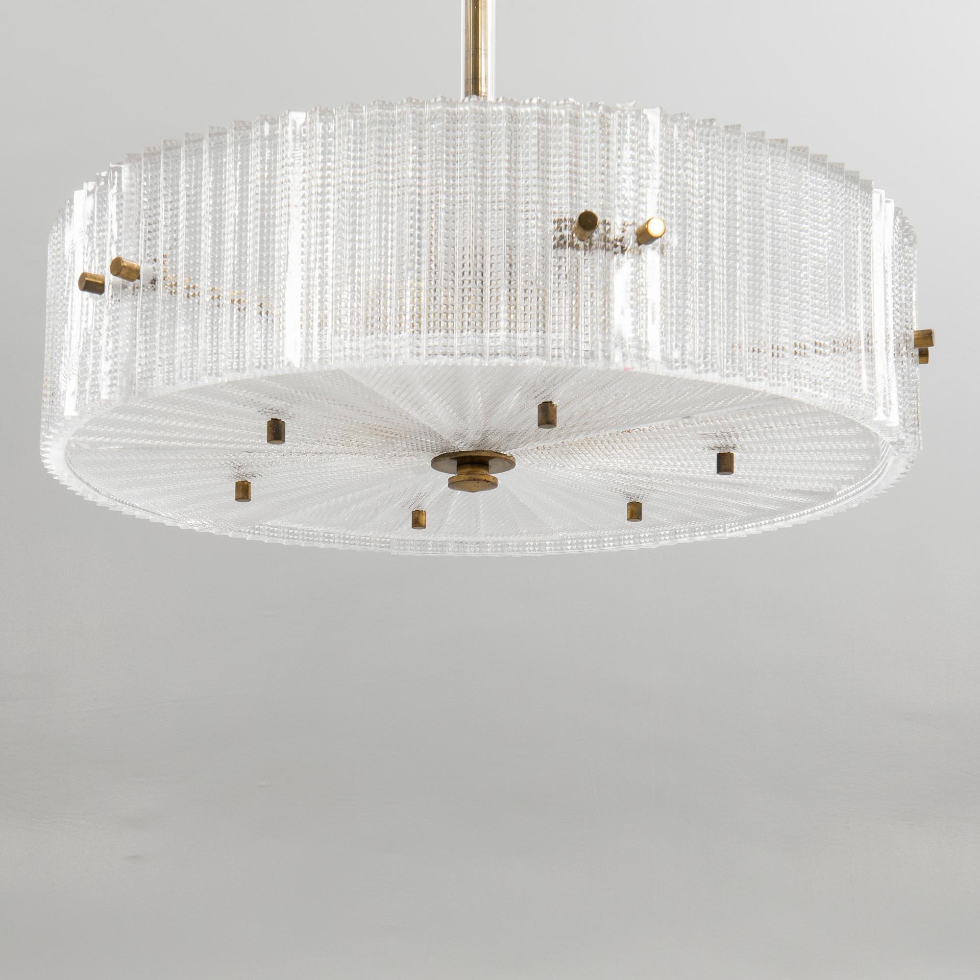 Carl Fagerlund, Ceiling lamp, Orrefors, mid-20th century.