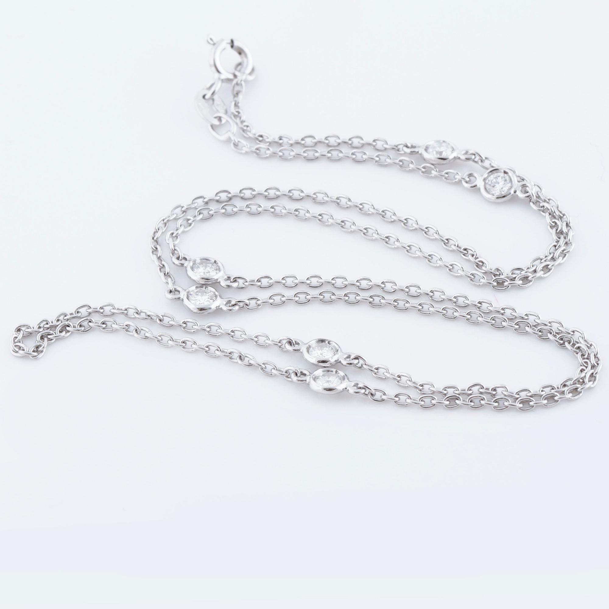 A ca 0.45 cts brilliant cut diamond necklace.