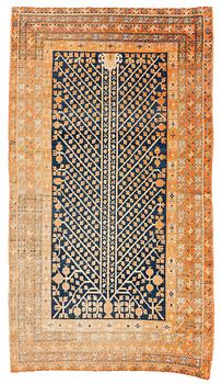 An antique Khotan carpet, Xinjiang area, China, ca 272 x 155 cm.
