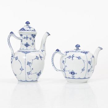 Royal Copenhagen, A 'Blue Fluted Half Lace" 30 pieces breakfast service, 'Musselmalet', partly 1889-1922 but also post 1923.