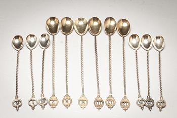 COCKTAILSKEDAR, nysilver, 12 st. 1900-tal.