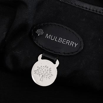Mulberry, a black leather handbag.