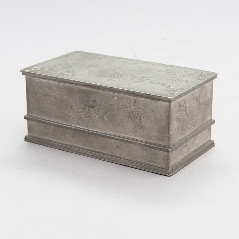 Pewter Box, marked Swatow Kut Hing, China early 20th century.