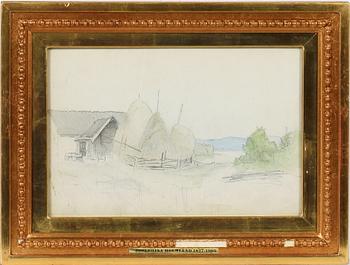 JOSEFINA HOLMLUND, blyerts och akvarell, 5 st, intygade a tergo.