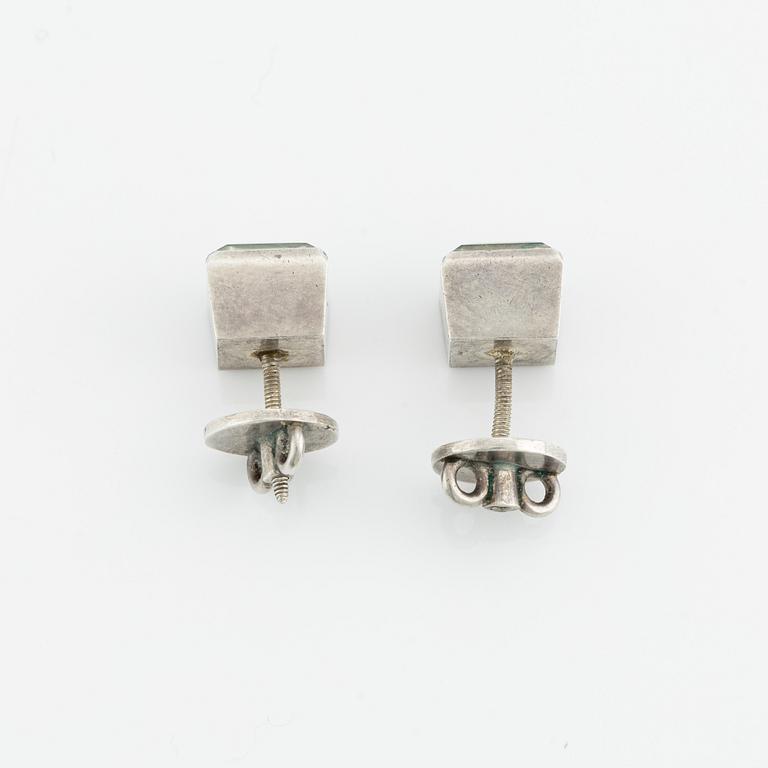 Wiwen Nilsson, earrings, sterling silver with rock crystal. Lund 1962.