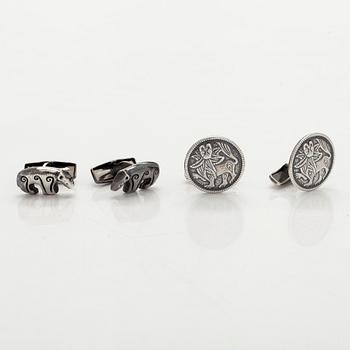 Kalevala Koru, cufflinks, 2 pairs, silver.