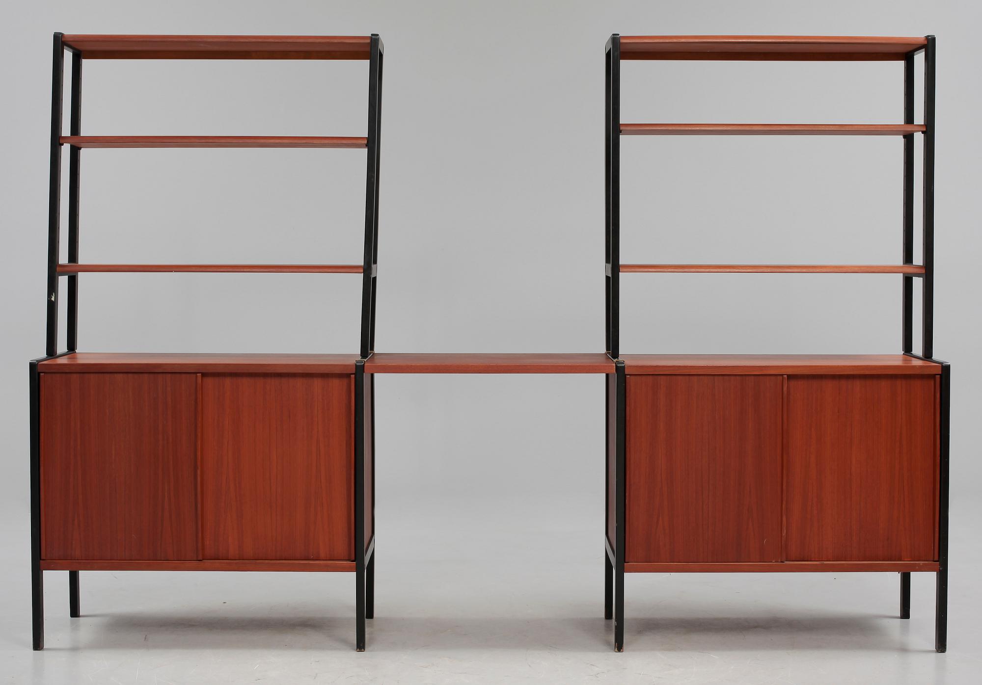BOKHYLLOR, ett par, "Variette", Bertil Fridhagen, Bodafors, 1950/60-tal.
