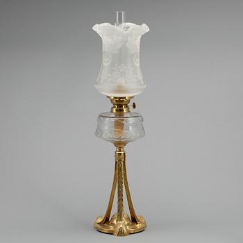 FOTOGENLAMPA, mässing/glas, omkring år 1900.