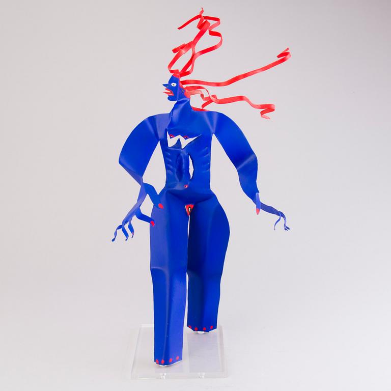 TIMO SOLIN, sculpture, painted metal, signed.