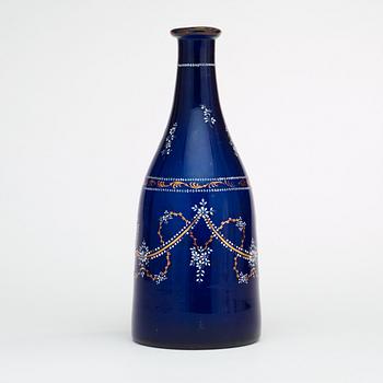 KARAFF, blått glas. Ryssland, omkring år 1800.