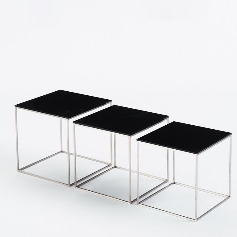 Poul Kjaerholm, a three-piece 'PK-71' nesting table, Fritz Hansen, Denmark, 2014.