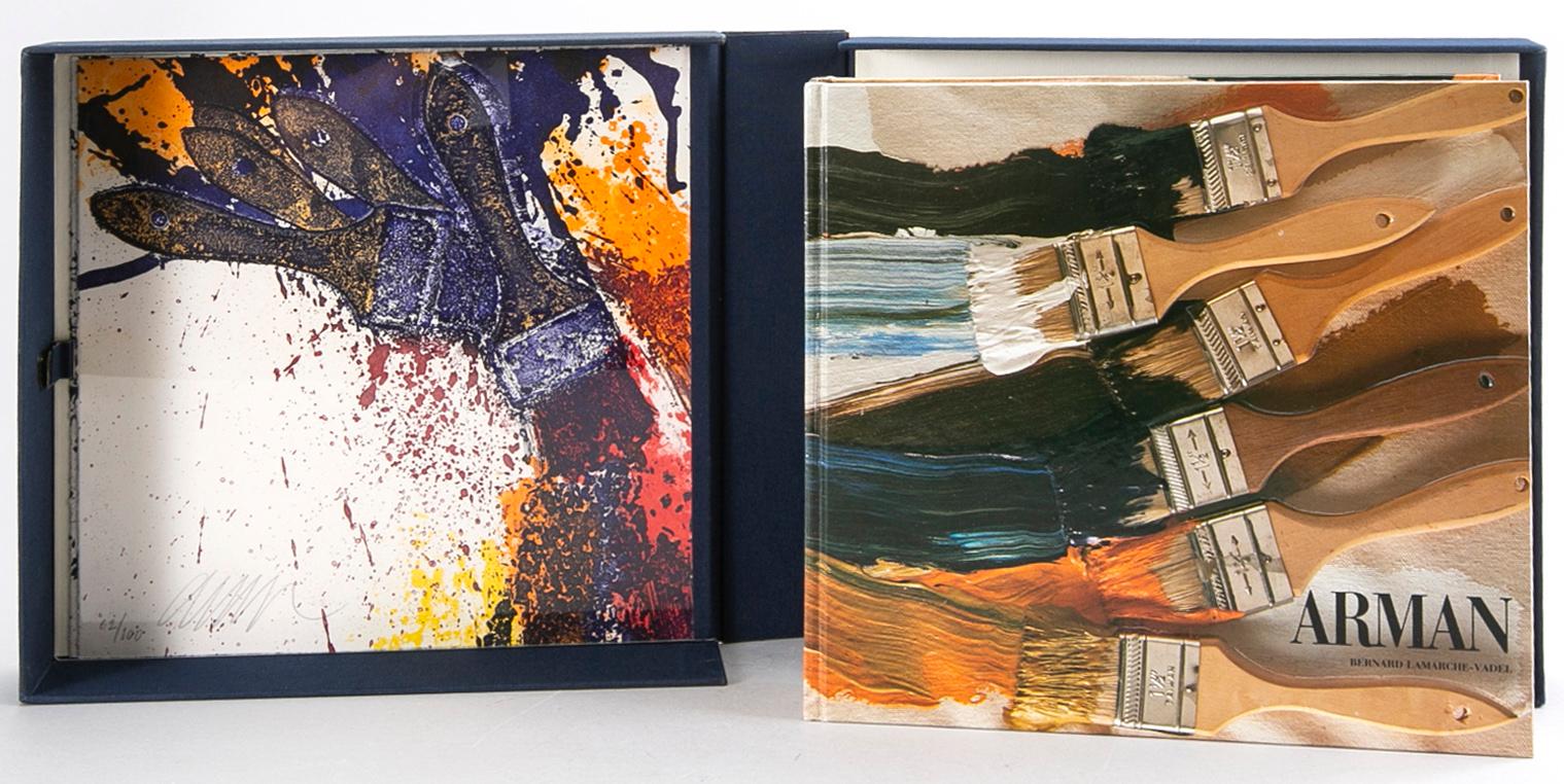 Arman (Armand Pierre Fernandez), FERNANDEZ ARMAN, a book and two signed and numbered lithographs 62/100.