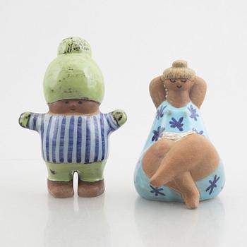 Lisa Larson, two stoneware figurines, 'Emma' and 'Kalle', Gustavsberg.