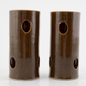 A pair of Chinese porcelain hat stands, 20th century.